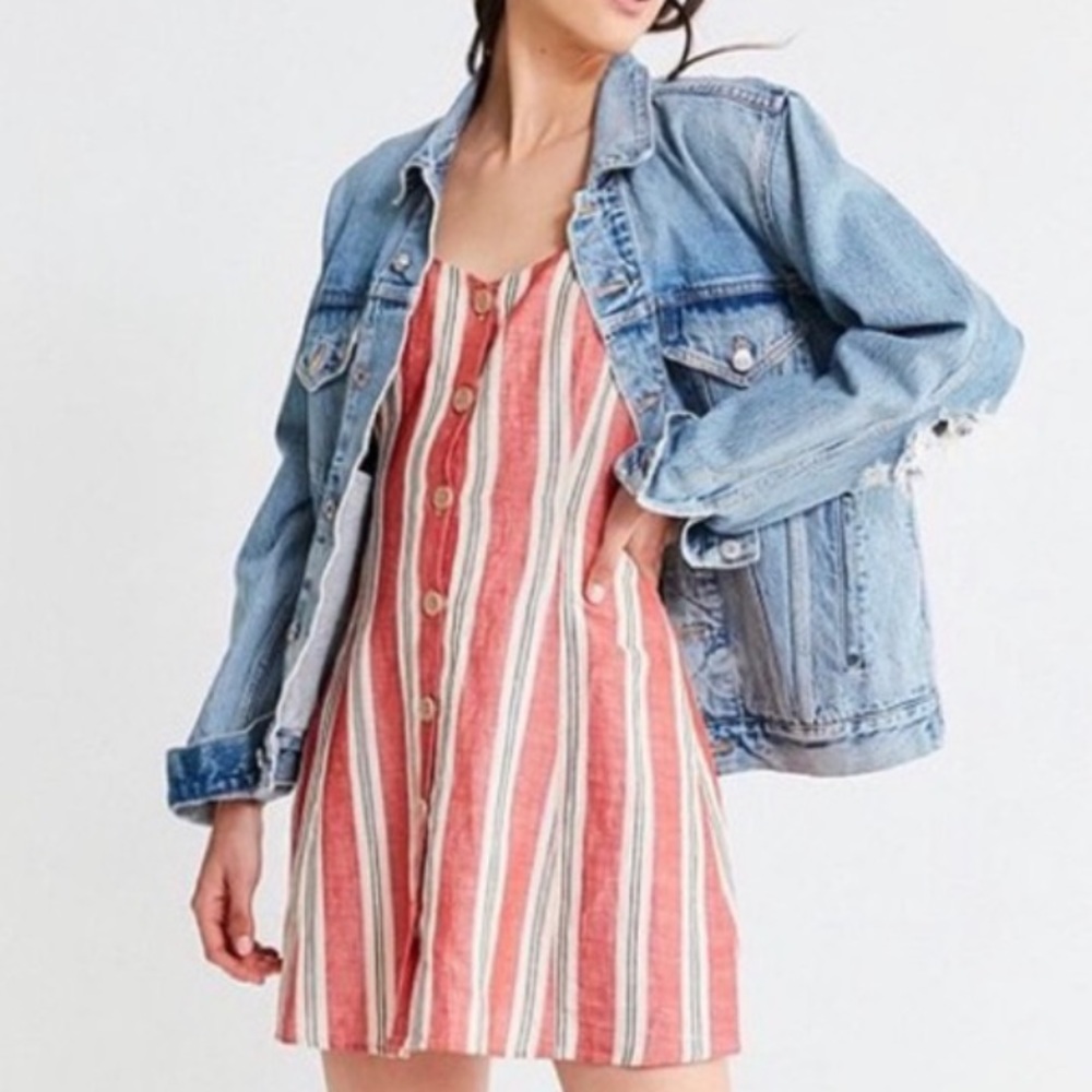 UO Button-Down Strappy Back Linen Dress (NEW)